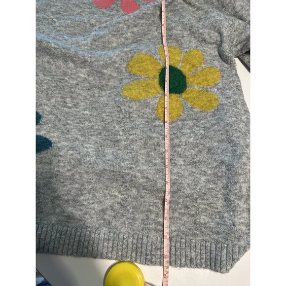 NATURAL LIFE intarsia flower cardigan sweater size L/XL boho whimsy artisan - Picture 7 of 7